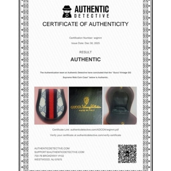 Vintage GUCCI GG Ophidia Sherry Line Coin Case – Navy Blue / Red GG Canvas w COA - Picture 13 of 13